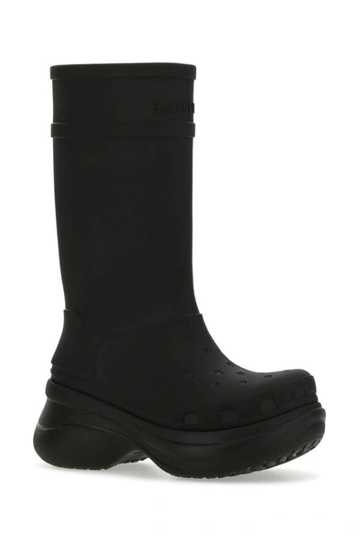 Shop Balenciaga Man Black Rubber Crocs Boots