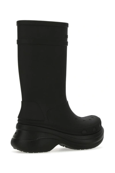 Shop Balenciaga Man Black Rubber Crocs Boots