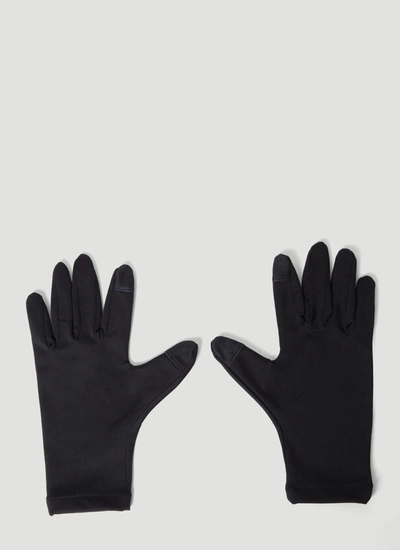 Shop Balenciaga Women Technical Logo Print Gloves In Black