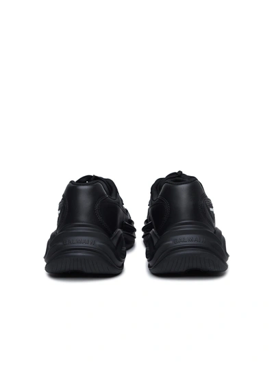 Shop Balmain Uomo 'run-row' Black Leather And Nylon Sneakers