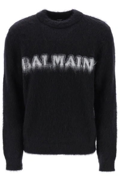 Shop Balmain Retro Pullover In Brushed Mohair Men In Black