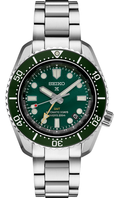 Pre-owned Seiko Prospex Marine Stainless Steel Automatic Green Dial Gmt Spb381