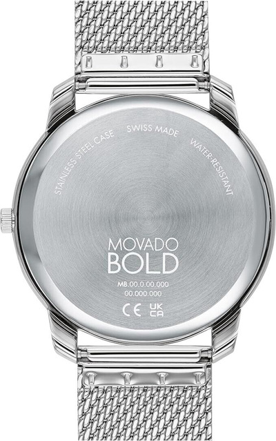 Pre-owned Movado Bold Thin Men's Silver Dial Stainless Steel Mesh Quartz Watch 3600832