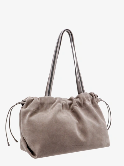 Shop Brunello Cucinelli Woman Shoulder Bag Woman Grey Shoulder Bags In Gray
