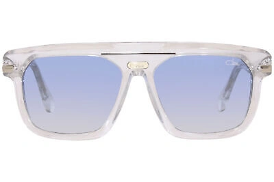 Pre-owned Cazal 8040 002 Sunglasses Grey Transparent/silver/grey Gradient Lenses 59mm In Gray