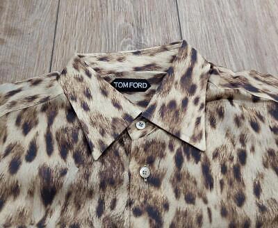 Pre-owned Tom Ford $1380  Cotton Cheetah Print Ls Button Up Shirt 42 Us 16.5