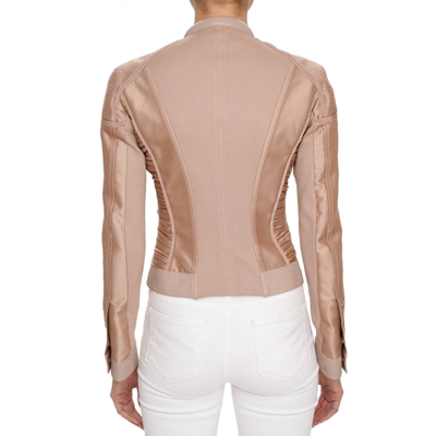 Pre-owned Dsquared2 Dsquared Silk Wool Leather Corsage Jacket Top Blazer Beige 13248