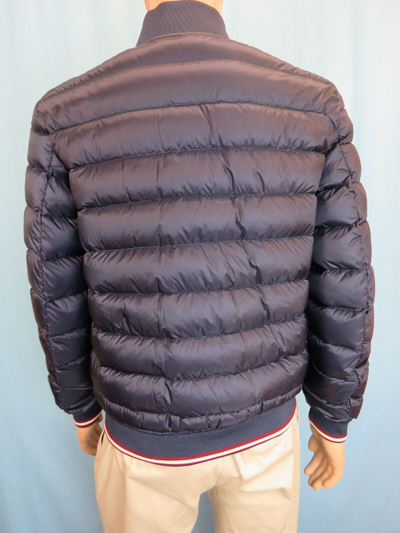 Pre-owned Bally $850  Navy Nylon Red White Web Logo Down Puffer Jacket Bomber 54 Us 44