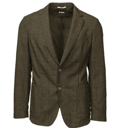 Pre-owned Hugo Boss $895 - Boss Slim Fit 2-piece Suit In Wool Linen Blend Italian Fabric - Size 40r In Green