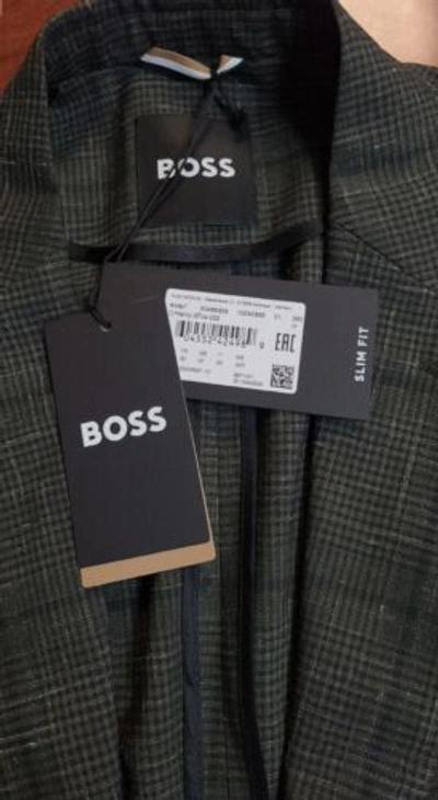HUGO BOSS Pre-owned $895 - Boss Slim Fit 2-piece Suit In Wool Linen Blend Italian Fabric - Size 40r In Green