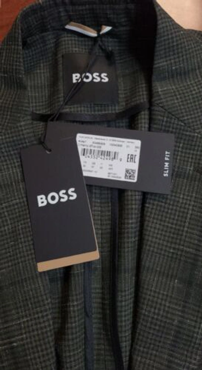 Pre-owned Hugo Boss $895 - Boss Slim Fit 2-piece Suit In Wool Linen Blend Italian Fabric - Size 40r In Green