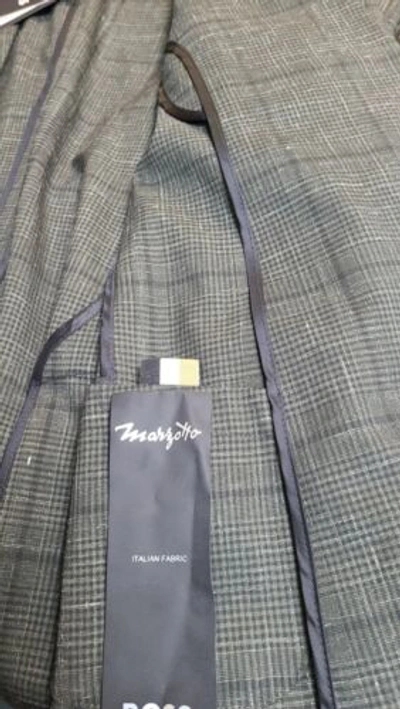 Pre-owned Hugo Boss $895 - Boss Slim Fit 2-piece Suit In Wool Linen Blend Italian Fabric - Size 40r In Green