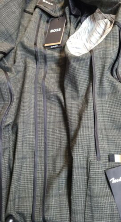 Pre-owned Hugo Boss $895 - Boss Slim Fit 2-piece Suit In Wool Linen Blend Italian Fabric - Size 40r In Green