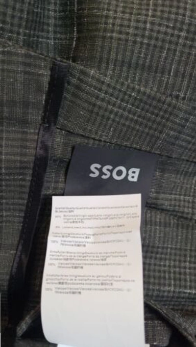 Pre-owned Hugo Boss $895 - Boss Slim Fit 2-piece Suit In Wool Linen Blend Italian Fabric - Size 40r In Green