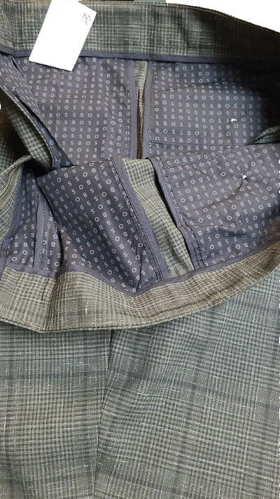 Pre-owned Hugo Boss $895 - Boss Slim Fit 2-piece Suit In Wool Linen Blend Italian Fabric - Size 40r In Green