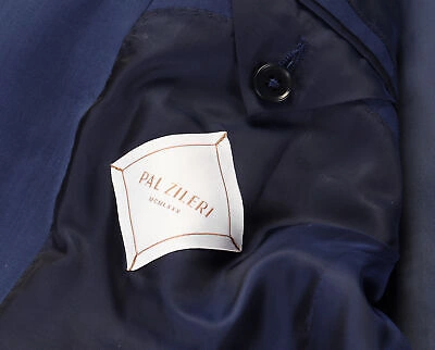 Pre-owned Pal Zileri Suit Solid Blue Lightweight Wool Luxury Italy 50 Us 40