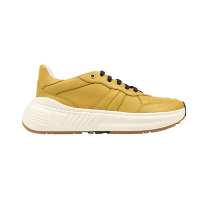 Pre-owned Bottega Veneta Butterscotch Calf Leather Tennis Sneakers Size 7/40 $850 In Yellow
