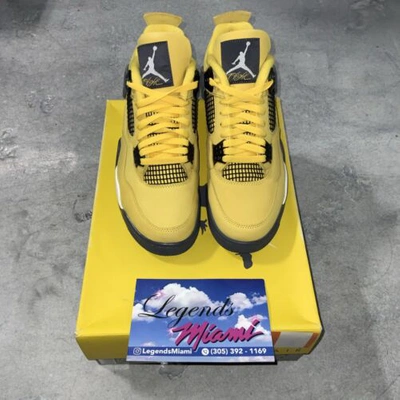 Pre-owned Jordan Size 9-  4 Retro Mid Lightning 100% Authentic In Yellow