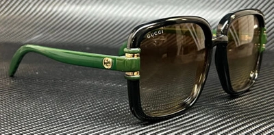 Pre-owned Gucci Gg1066s 003 Black Brown Large Women's 59 Mm Sunglasses