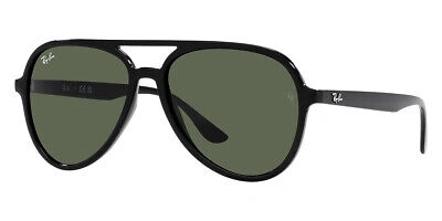 Pre-owned Ray Ban Ray-ban Rb4376 Aviator Sunglasses, Black Dark Green, 57 Mm