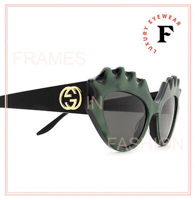 Pre-owned Gucci 0781 Black Green Spike Pearl Sea Shell Runway Unisex Gg0781 002 Sunglasses In Yellow