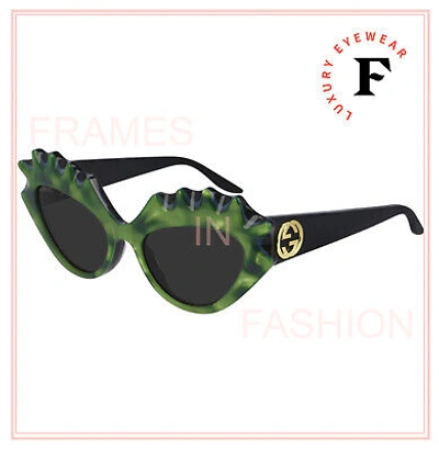 Pre-owned Gucci 0781 Black Green Spike Pearl Sea Shell Runway Unisex Gg0781 002 Sunglasses In Yellow