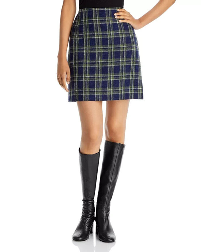 LAFAYETTE 148 Pre-owned York L66408 Womens Multi Plaid A-line Miniskirt Size Us 12 In Green/blue