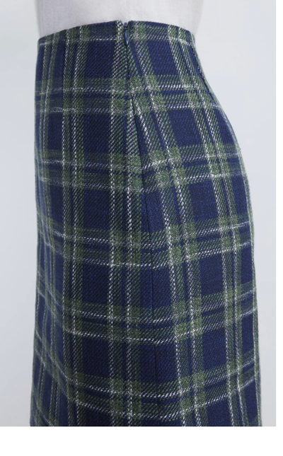 LAFAYETTE 148 Pre-owned York L66408 Womens Multi Plaid A-line Miniskirt Size Us 12 In Green/blue