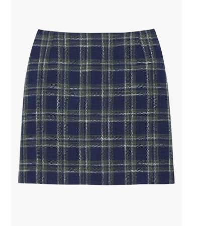 Pre-owned Lafayette 148 York L66408 Womens Multi Plaid A-line Miniskirt Size Us 12 In Green/blue
