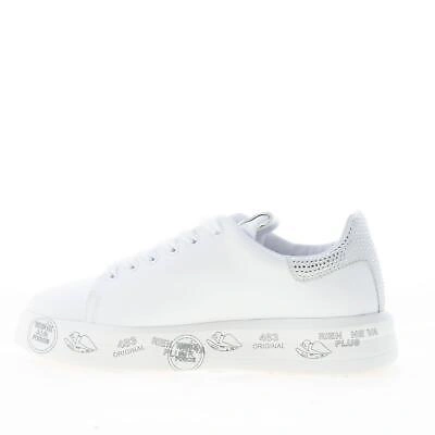 Pre-owned Premiata Women Shoes White Soft Leather Belle 5717 Sneaker With Strass