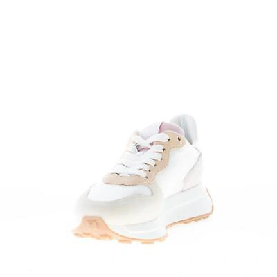 Pre-owned Hogan Women Shoes H641 Sneaker In Beige And Pink Suede With White Fabric