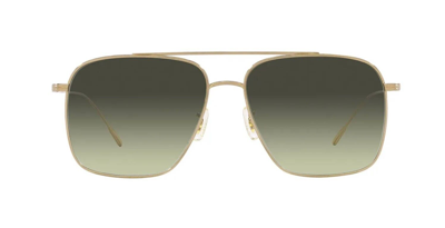 Pre-owned Oliver Peoples Dresner Ov 1320st Gold/g-15 Green Shaded (5292/bh) Sunglasses