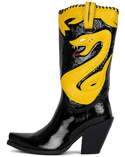 Pre-owned Jeffrey Campbell Women's Killer Cobra Synthetic Western Boot Snip Toe - In Black