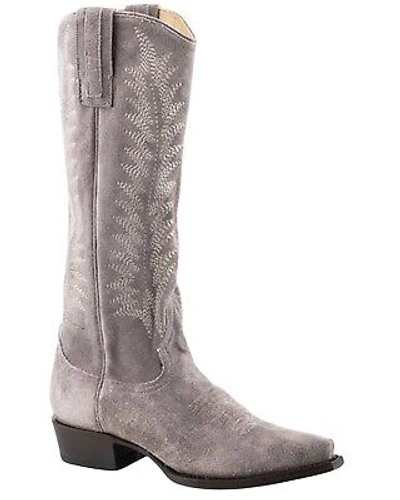 Pre-owned Stetson Women's Emme Western Boot - Snip Toe - 12-021-6115-1349 Gy In Gray