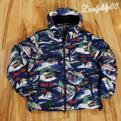 Pre-owned Polo Ralph Lauren Water Repellent Graphic Ski Print 700 Down Jacket Coat$398 In Multicolor