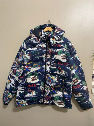 Pre-owned Polo Ralph Lauren Water Repellent Idaho Ski Valley 700 Down Puffer Jacket 2xl In Multicolor