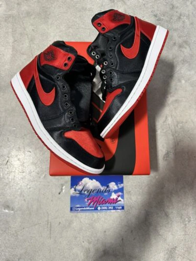 Pre-owned Jordan Sz 11.5 - Nike Women's Air  1 Retro High Og 'satin Bred' Shoes Fd4810-061 In Black