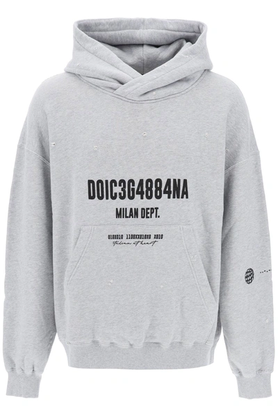 Shop Dolce & Gabbana Distressed-effect Hoodie Men In Gray