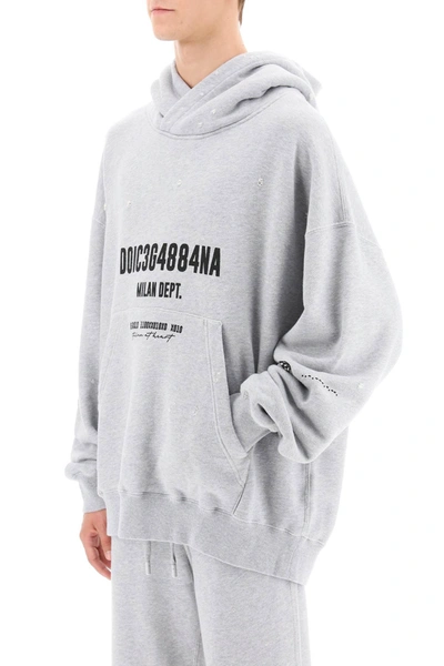 Shop Dolce & Gabbana Distressed-effect Hoodie Men In Gray