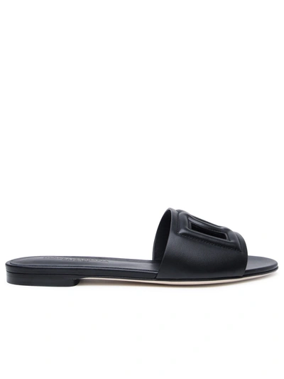 Shop Dolce & Gabbana Woman  Black Calf Leather Slippers