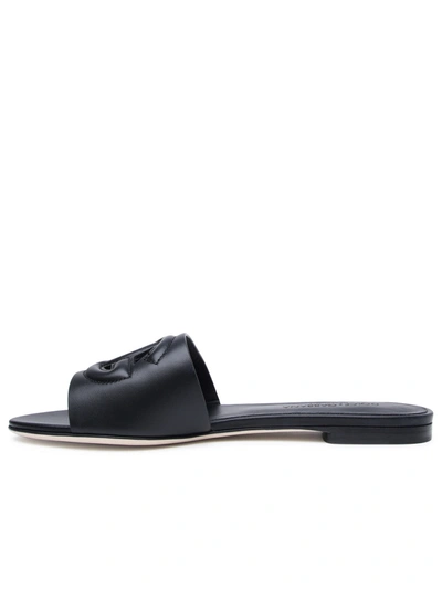 Shop Dolce & Gabbana Black Calf Leather Slippers Woman