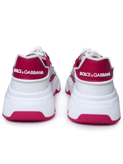 Shop Dolce & Gabbana Woman Two-tone Leather Blend Sneakers In Pink