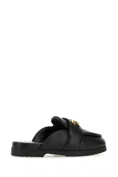 Shop Gucci Woman Black Leather Slippers