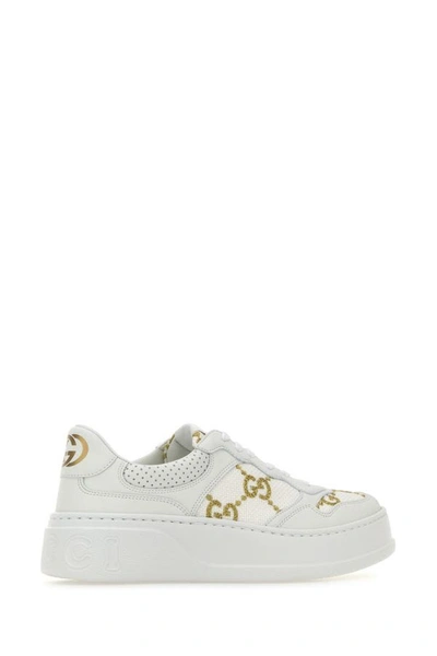 Gucci Gg Panelled Leather Sneakers In White