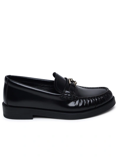 Shop Jimmy Choo Black Leather Loafers Woman