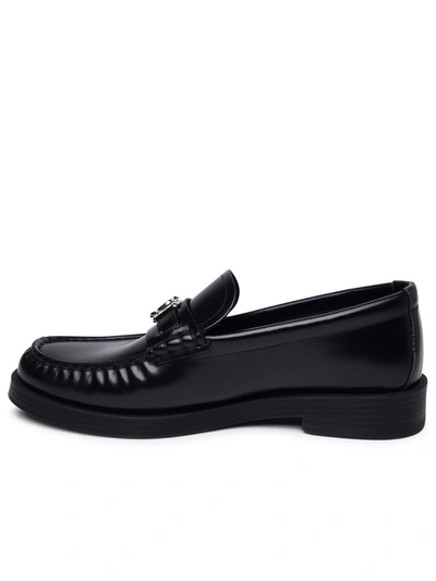 Shop Jimmy Choo Black Leather Loafers Woman
