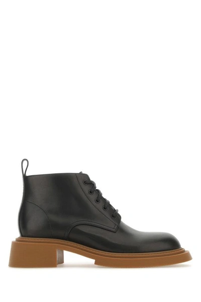 Shop Loewe Man Black Leather Ankle Boots
