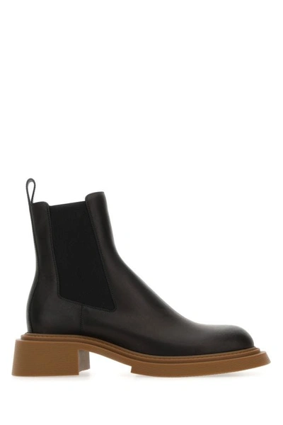 Shop Loewe Man Black Leather Chelsea Ankle Boots