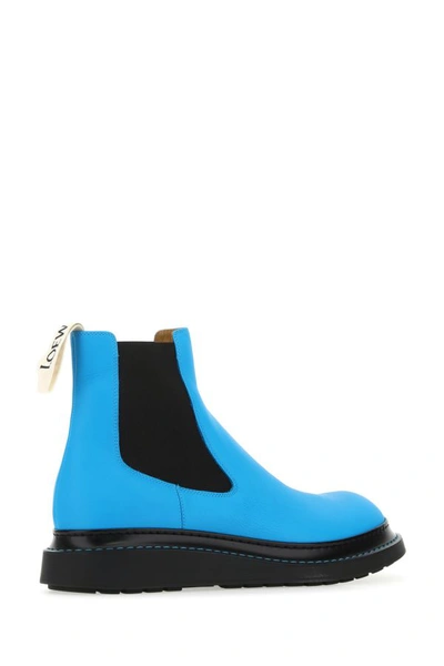 Shop Loewe Man Fluo Light-blue Leather Ankle Boots