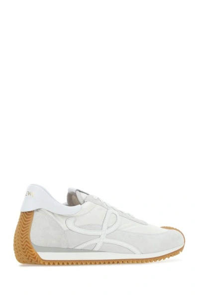 Shop Loewe Man Multicolor Fabric And Suede Ballet Sneakers In White